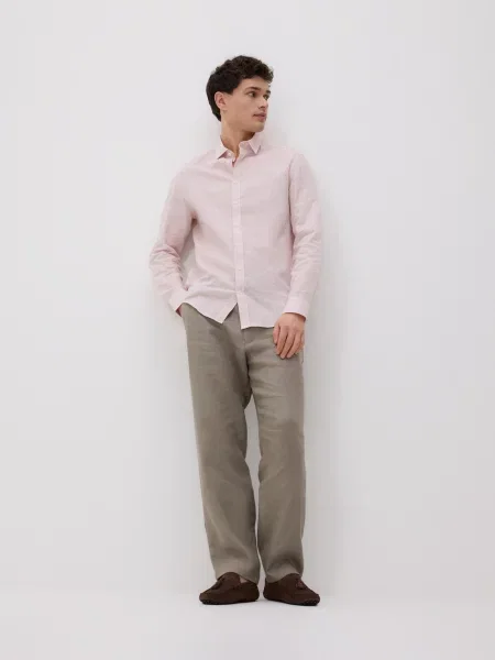 Reserved Сорочка regular fit із додаванням льону персиковий 