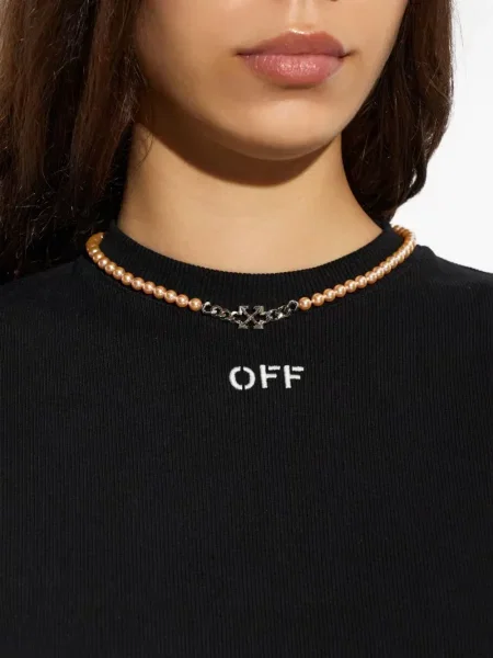 Colier Off-white cu perle alb