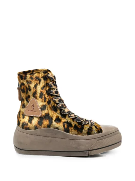 Sneakerși R13 cu platformă cu imagine cu model leopard galben