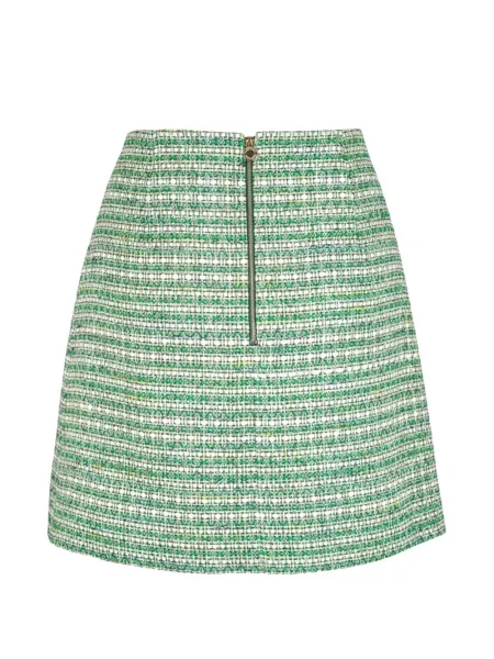 Fusta mini Carolina Herrera din tweed în linie A verde