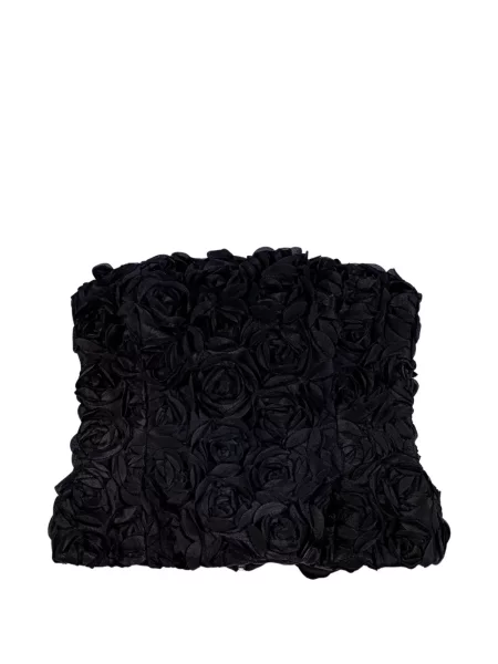 Top Maje cu model floral cu aplicații fără bretele negru
