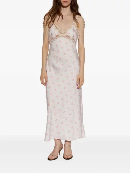 Rochie midi Loveshackfancy cu model floral cu imagine roz