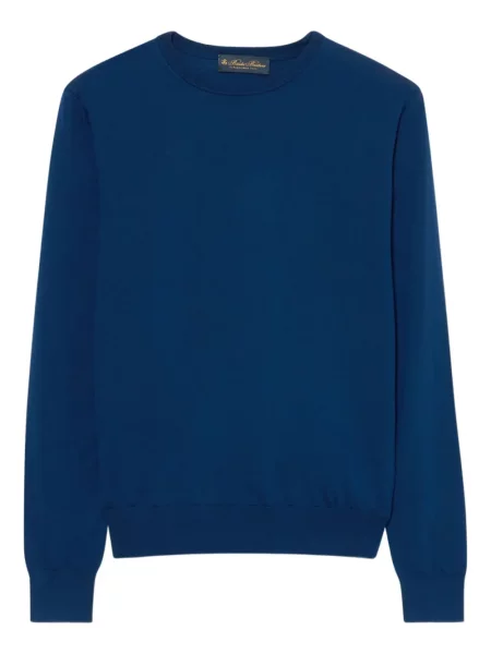 Pulover Brooks Brothers de lână cu decolteu rotund albastru