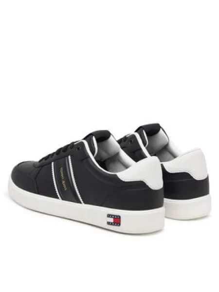 Sneakersy Tommy Jeans Lightweight Flag Leather Court čierna