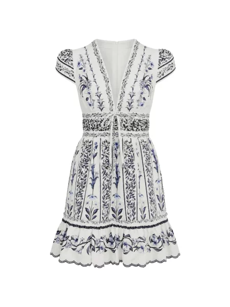 Rochie mini Farm Rio cu model floral cu imagine alb