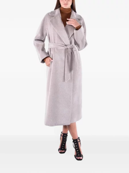 Cu centură palton Weekend Max Mara gri