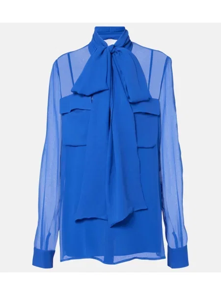 Jedwabny top Costarellos niebieski