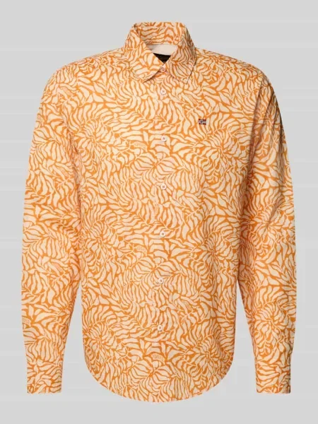 Koszula casualowa z wyhaftowanym logo model ‘RONGE’ Napapijri pomarańczowa