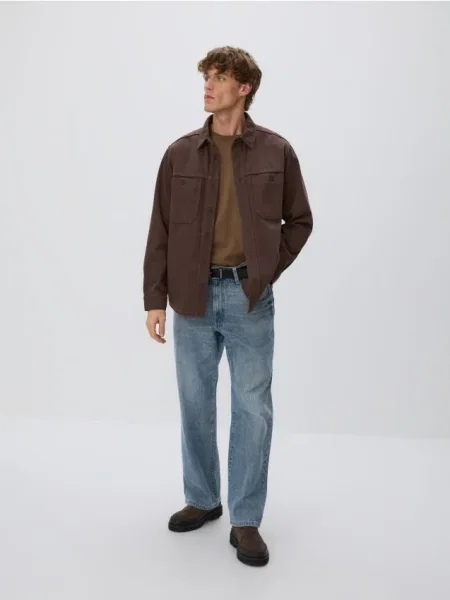 Reserved Сорочка класичного крою з високим вмістом dark grey jeans сіра