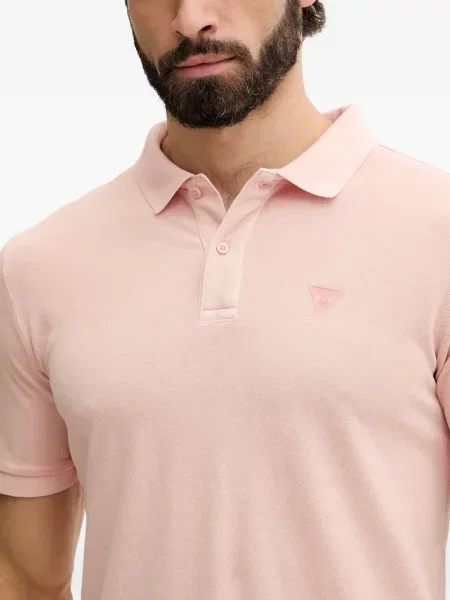 Tricou polo Guess cu autograf roz