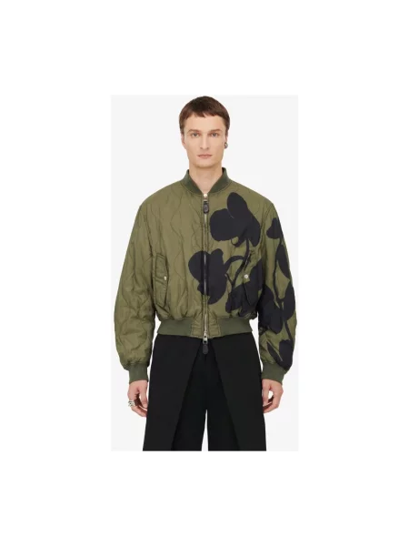 Kurtka bomber Alexander Mcqueen pikowany zielony