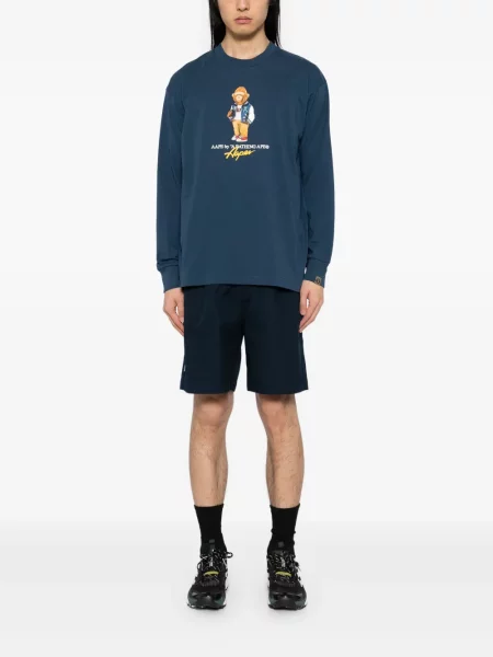 Дълго тениска Aape By *a Bathing Ape® с принт синьо
