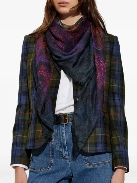 Fular Etro cu imagine cu model paisley albastru