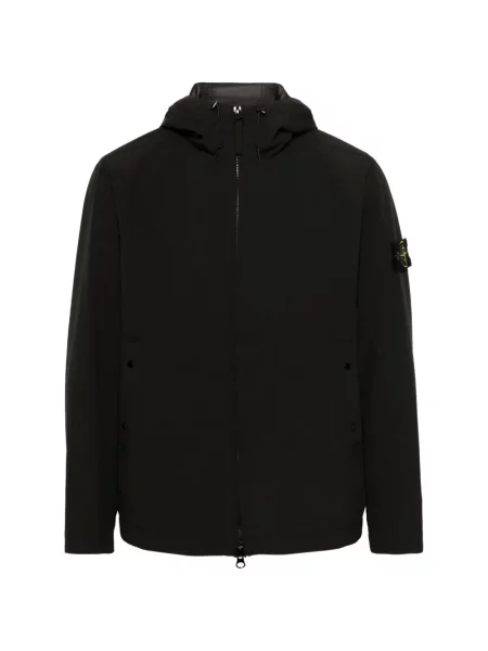 Geacă Stone Island cu glugă cu strasuri negru