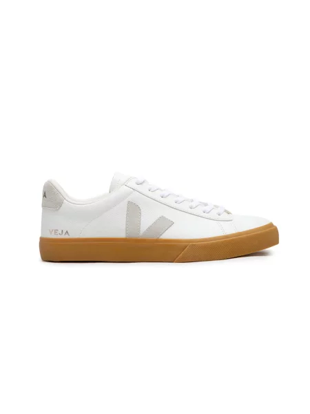 Sneakersy Veja Campo skórzane z okrągłym noskiem białe