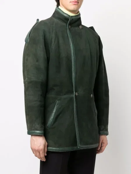 Dvouřadý kabát Versace Pre-owned zelený