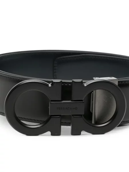 Cu centură curea Ferragamo din piele cu cataramă negru