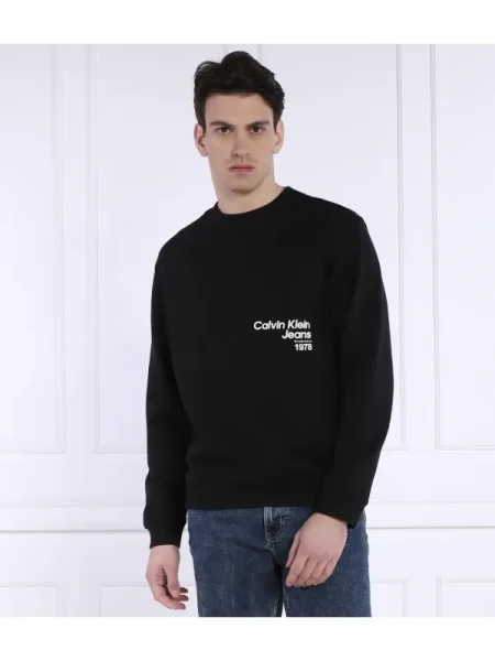 Calvin Klein Jeans Hanorac DIFFUSED LOGO CREW NECK negru