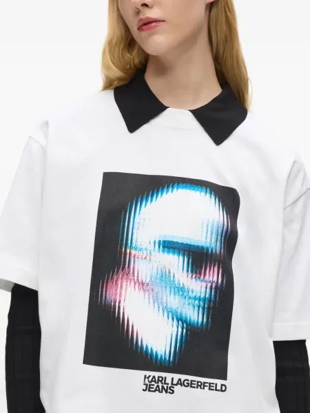 Тениска Karl Lagerfeld Jeans с принт бяло