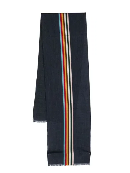 Fular Paul Smith cu dungi cu autograf albastru