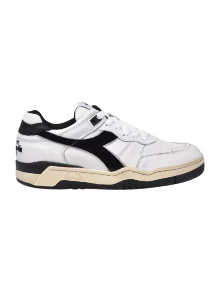 Sneakersy Diadora skórzane z przetarciami białe