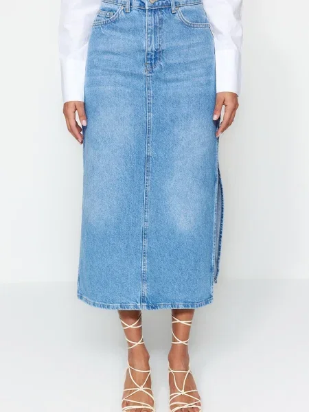 Fustă din denim Trendyol albastru