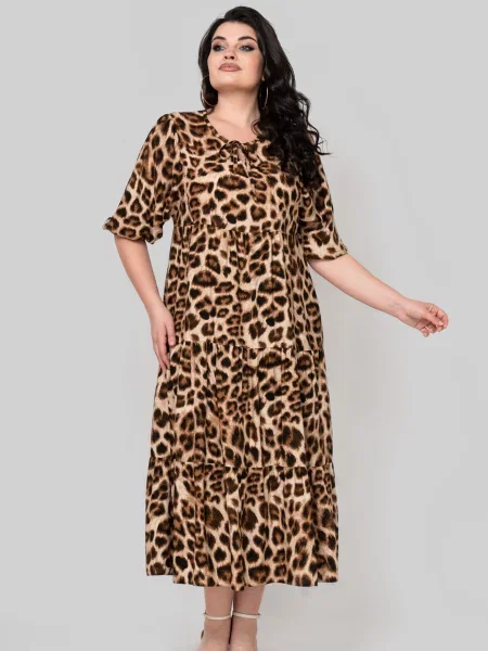 Сукня міді All Posa бавовна/поліестер коричневий