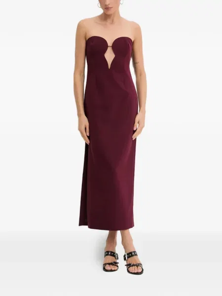 Rochie midi Bardot până la genunchi de costum violet