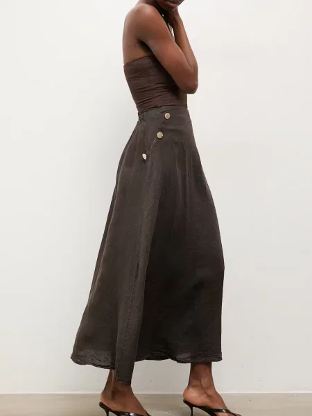 Answear.LAB spódnica lniana brązowa