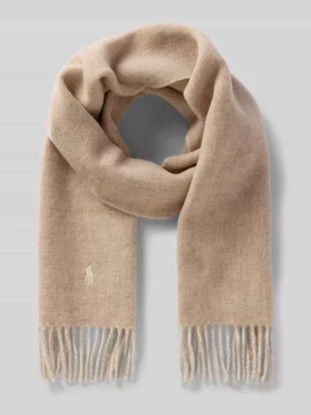 Polo Ralph Lauren szalik z dodatkiem wełny gładki beżowy