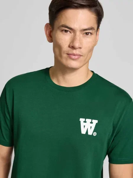 T-shirt z nadrukiem z logo model ‘Ace’ Wood Wood zielona