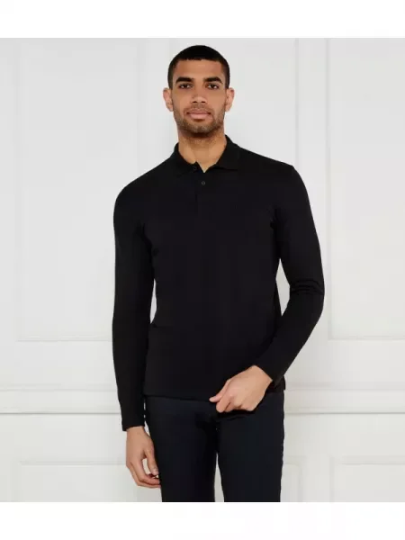 BOSS GREEN Polo Plisy negru