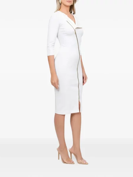 Rochie midi Roserry până la genunchi de costum alb