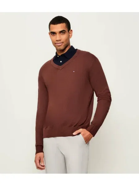 Tommy Hilfiger Pulover cu adaos de cașmir maro