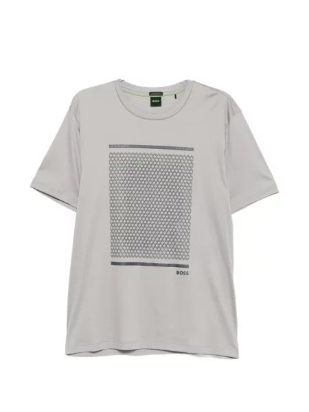 Tricou Boss cu imagine cu imprimeu geometric gri