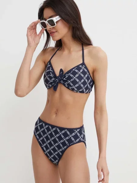 MICHAEL Michael Kors biustonosz kąpielowy HALTER BIKINI TOP granatowy lekko usztywniona miseczka