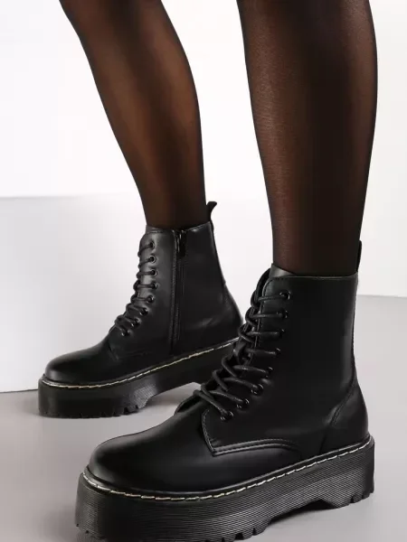 Botine pe platformă în stilul muncitorilor Marixana negre