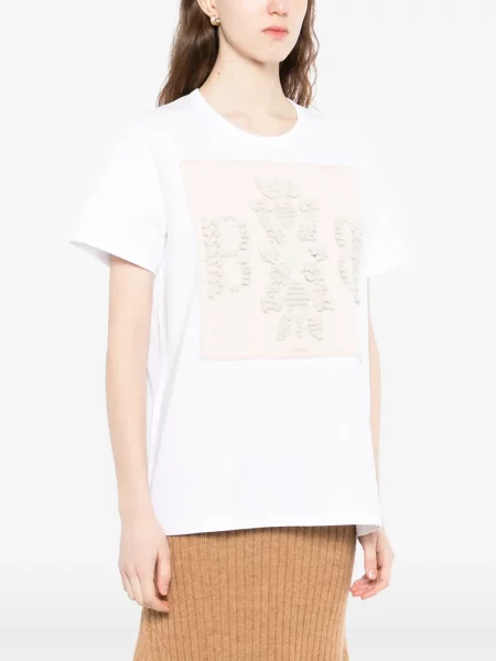 Tricou Barrie din cașmir cu autograf alb