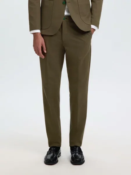 SELECTED Pantaloni cu dungă SLMLOMAIR oliv
