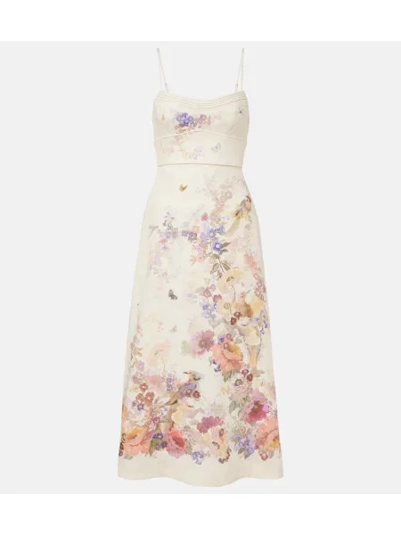 Rochie midi Zimmermann de in cu model floral alb