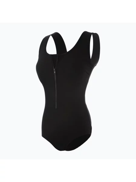Дамски бански костюм от една част Funkita Zip Front One Piece still black черно