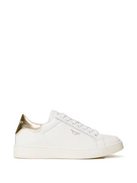 Sneakerși Twinset cu șireturi din dantelă alb