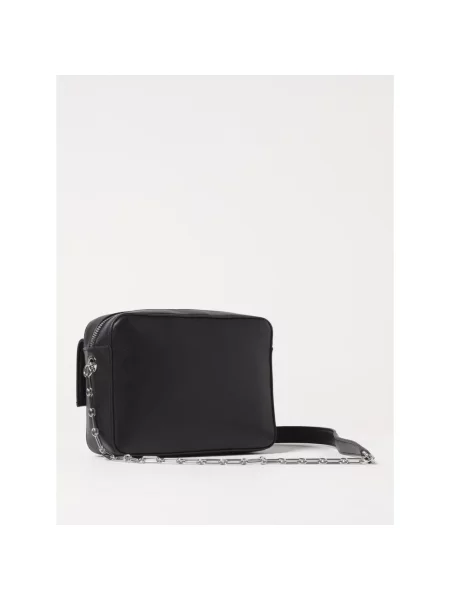 Lniana torebka crossbody Calvin Klein czarna