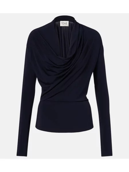 Top Tove z dżerseju drapowany niebieski