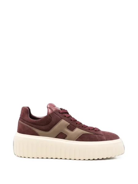 Sneakerși Hogan din piele de căprioară cu dungi cu platformă roșu