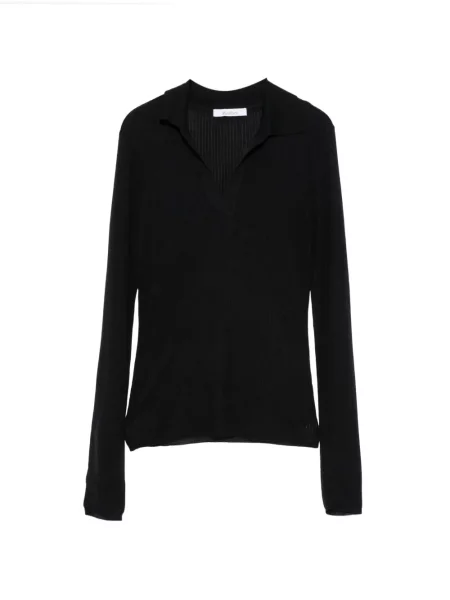 Tricou polo Max Mara tricotate negru