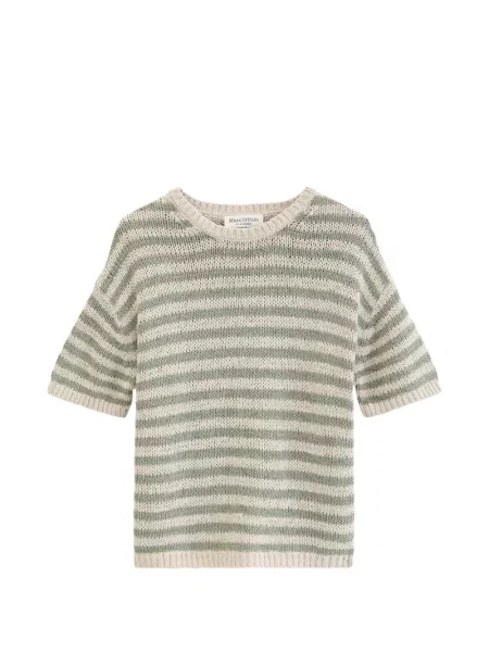 Tricou polo Marc O'polo cu dungi tricotate verde