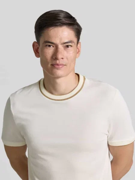 T-shirt o kroju regular fit z czystej bawełny model H-THOMPSON Boss biała