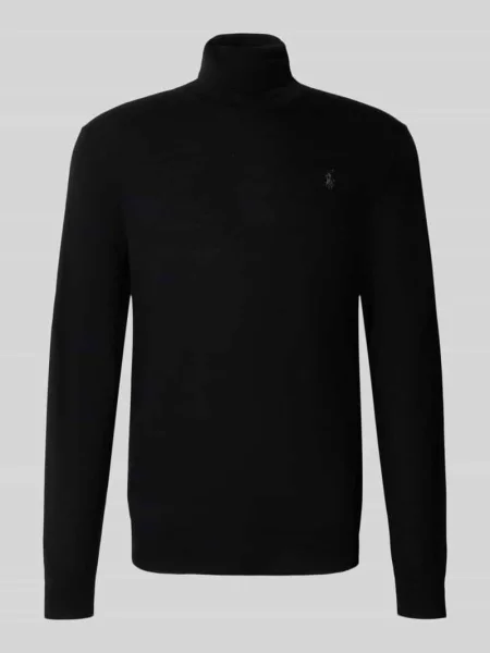 Polo Ralph Lauren sweter wełniany niebieski z golferm czarny