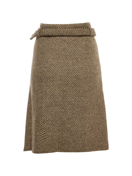 Cu centură fustă tip creion Weekend Max Mara cu model herringbone maro